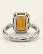 Side view emerald cut Imperial Topaz halo setting platinum - SARATTI