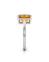 Side view emerald cut Imperial Topaz halo setting white gold | SARATTI