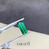 Side view emerald cut bi-color tourmaline 5.1 × 11.5 mm | SARATTI
