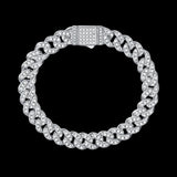 Silver Cuban Link Bracelet with moissanites| Saratti