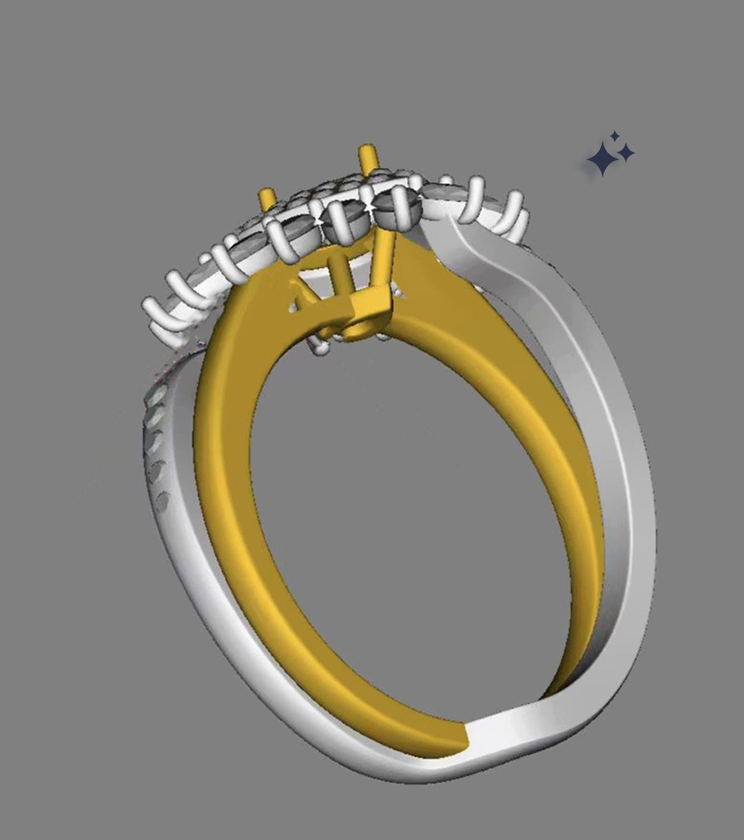 Three-dimensional bespoke-ring study by SARATTI