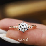 Round Cut Diamond Ring | Two Tone Solitaire Engagement Ring | Saratti Jewelry