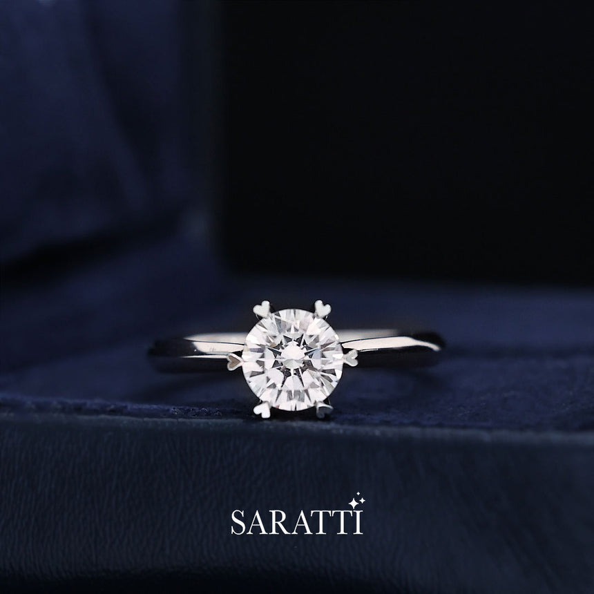 Six Prongs Diamond Engagement Ring in White Gold | Saratti