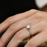 Round Diamond Solitiare ring on Hand | Saratti Jewelry