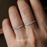 Wavy Diamonds 18K White Gold or Platinum Ring | Saratti