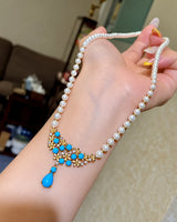Sleeping Beauty Blue Pine Pearl Diamond Necklace | SARATTI