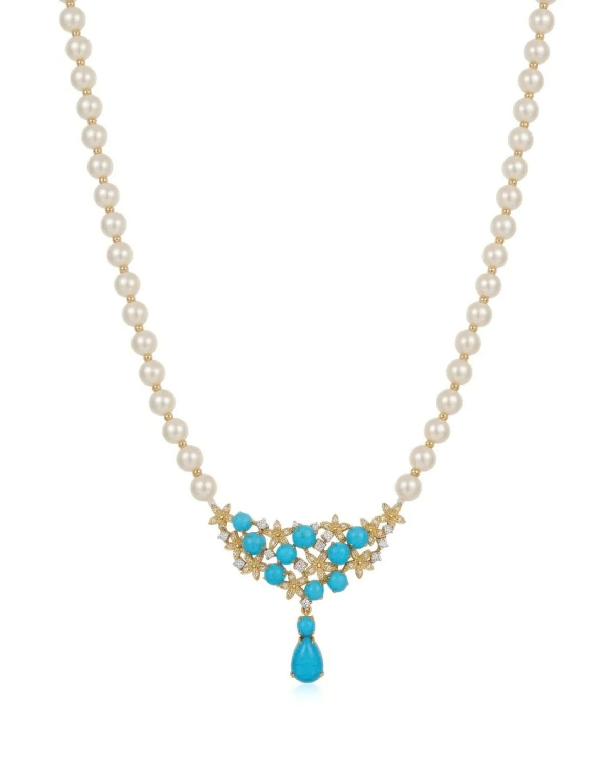 Sleeping Beauty blue pine pearl diamond necklace - SARATTI