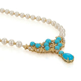 【Ships Fast】Sleeping Beauty Blue Pine Pearl Diamond Necklace