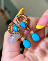 Sleeping Beauty blue pine snake drop earrings | SARATTI