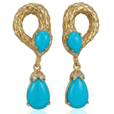 【Ships Fast】Sleeping Beauty Blue Pine Snake Drop Earrings
