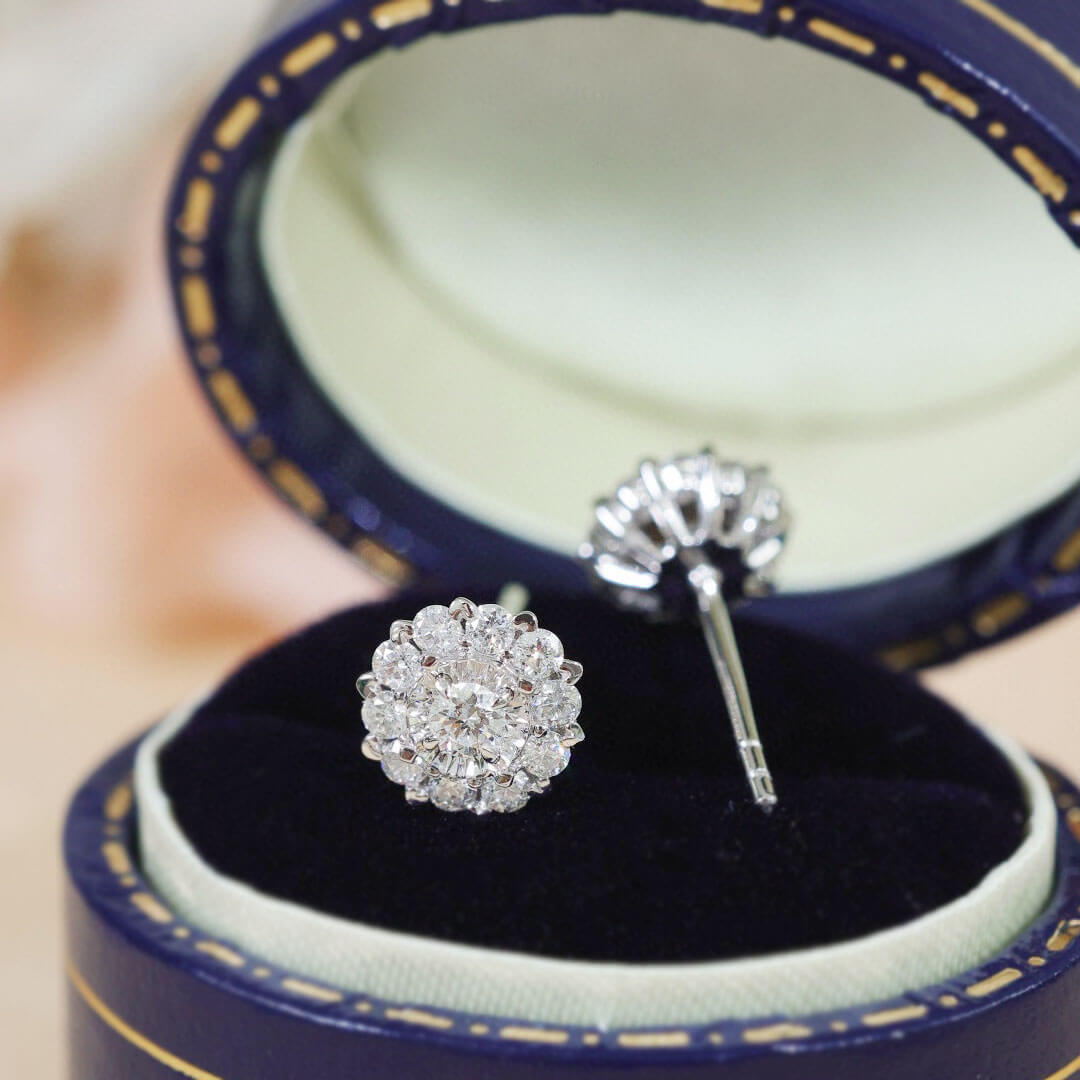 Diamond Stud Earrings in Box | Saratti | Custom Fine & High Jewelry