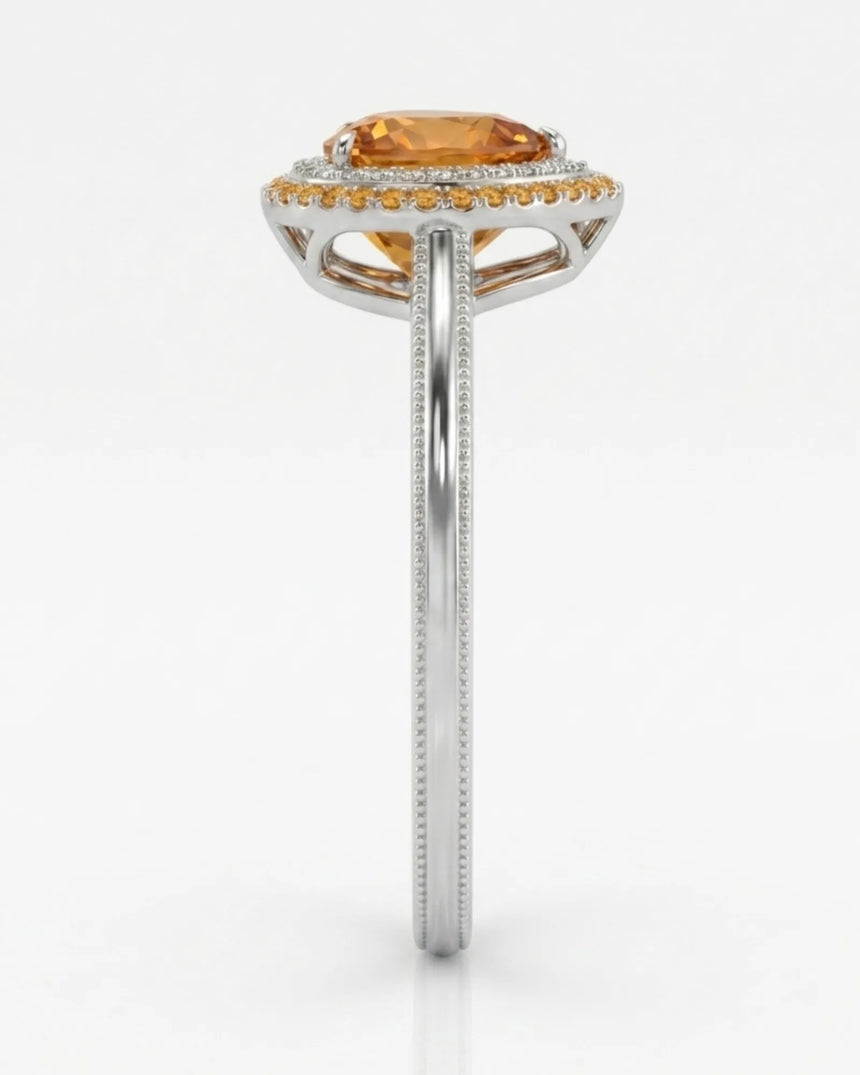 Solara Crest platinum heart cut Topaz setting-only design | SARATTI