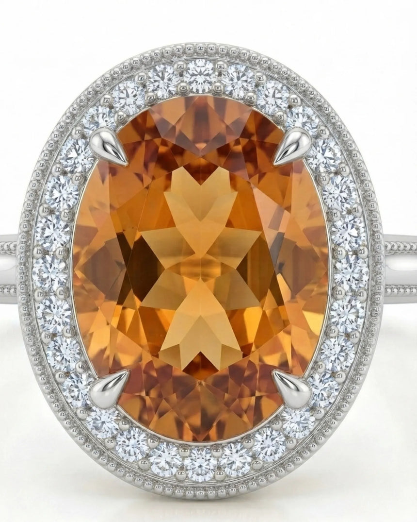 Solara Crest platinum oval Topaz setting-only design | SARATTI