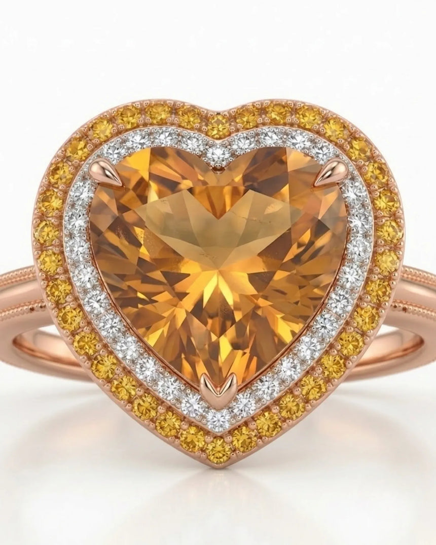 Solara Crest rose gold heart Topaz setting for Build My Ring | SARATTI