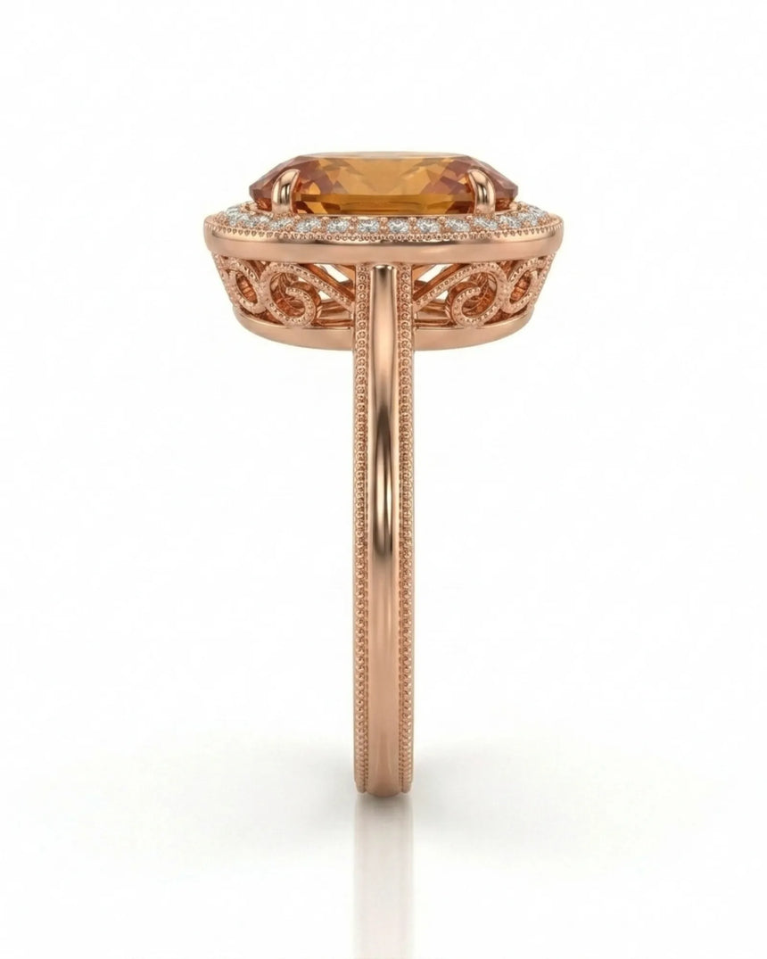 Solara Crest rose gold oval Topaz setting for Build My Ring | SARATTI