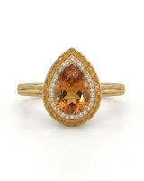 Solara Crest yellow gold Build My Ring setting with layered warm halos | SARATTI