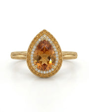 Solara Crest yellow gold Build My Ring setting with layered warm halos | SARATTI