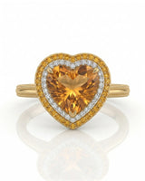 Solara Crest yellow gold heart cut Imperial Topaz setting-only piece | SARATTI