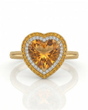 Solara Crest yellow gold heart cut Imperial Topaz setting-only piece | SARATTI