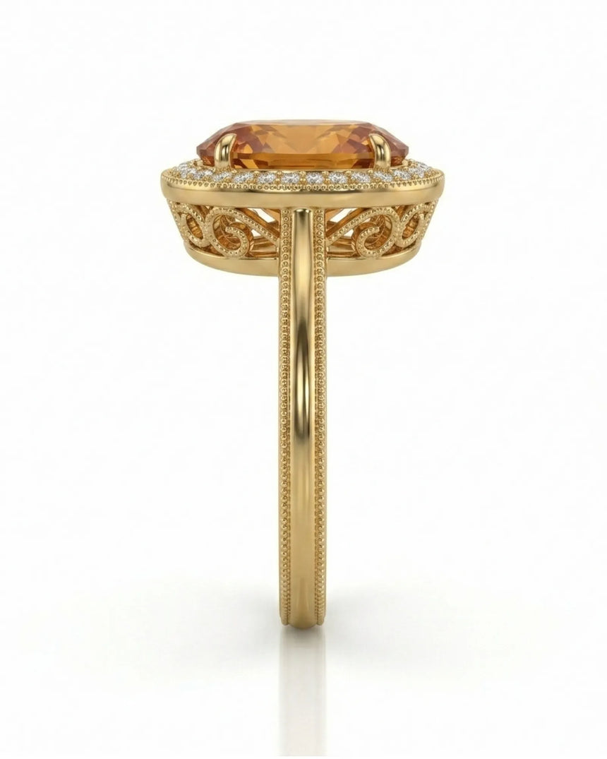 Solara Crest yellow gold oval Imperial Topaz setting-only piece | SARATTI
