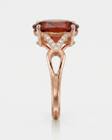 Solara diamond frame garnet ring with oval gemstone in 18K rose gold | SARATTI