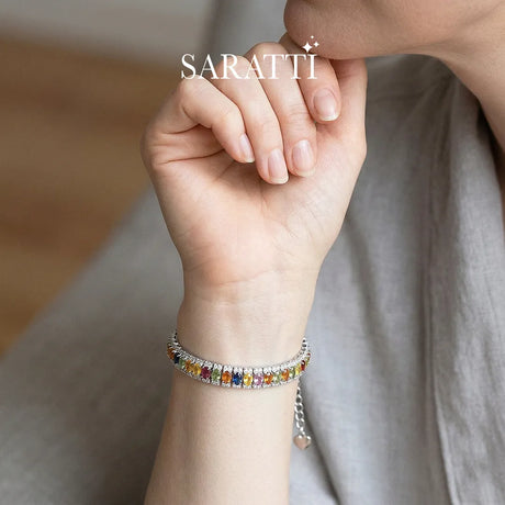 Solara natural fancy sapphire bracelet in sterling silver | SARATTI