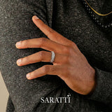 Solid white gold cuban chain ring 6mm band | SARATTI
