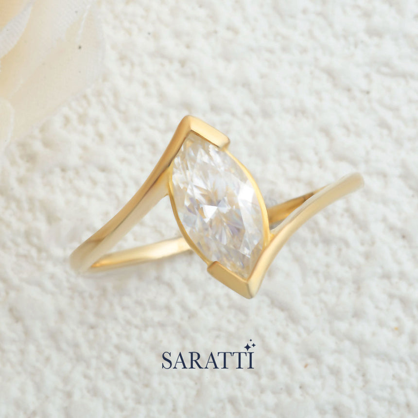 Tension Set Diamond Ring in Yellow Gold | Saratti Jewelry