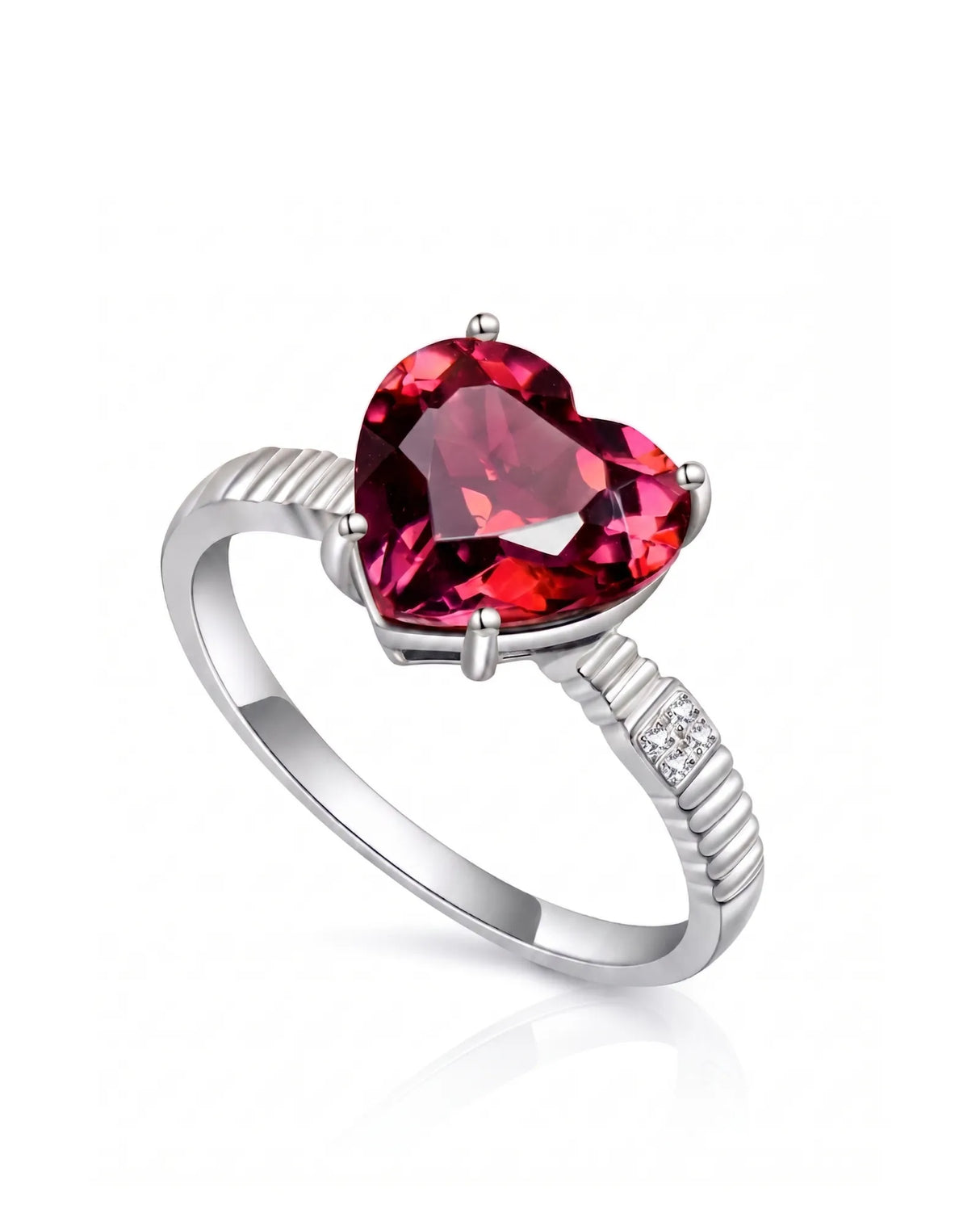 Sovereign Heart crimson rubellite tourmaline ring with diamond accents in Platinum | SARATTI
