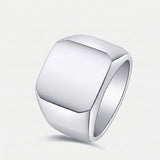 Sovereign signet ring for men platinum square minimalist signet band | SARATTI