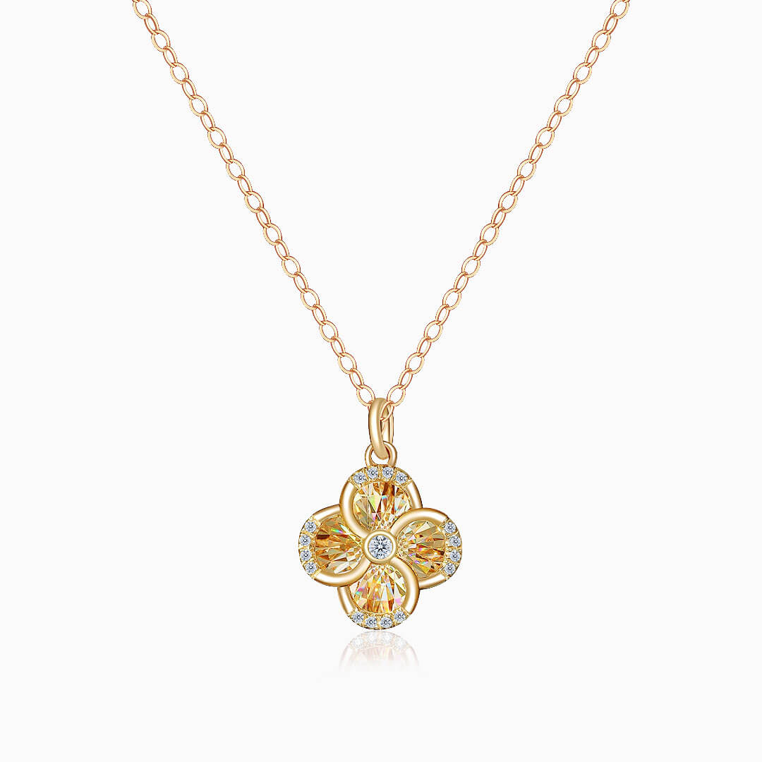 Yellow Gold Moulinet Doré Sparkling Diamond Drop Necklace | Saratti