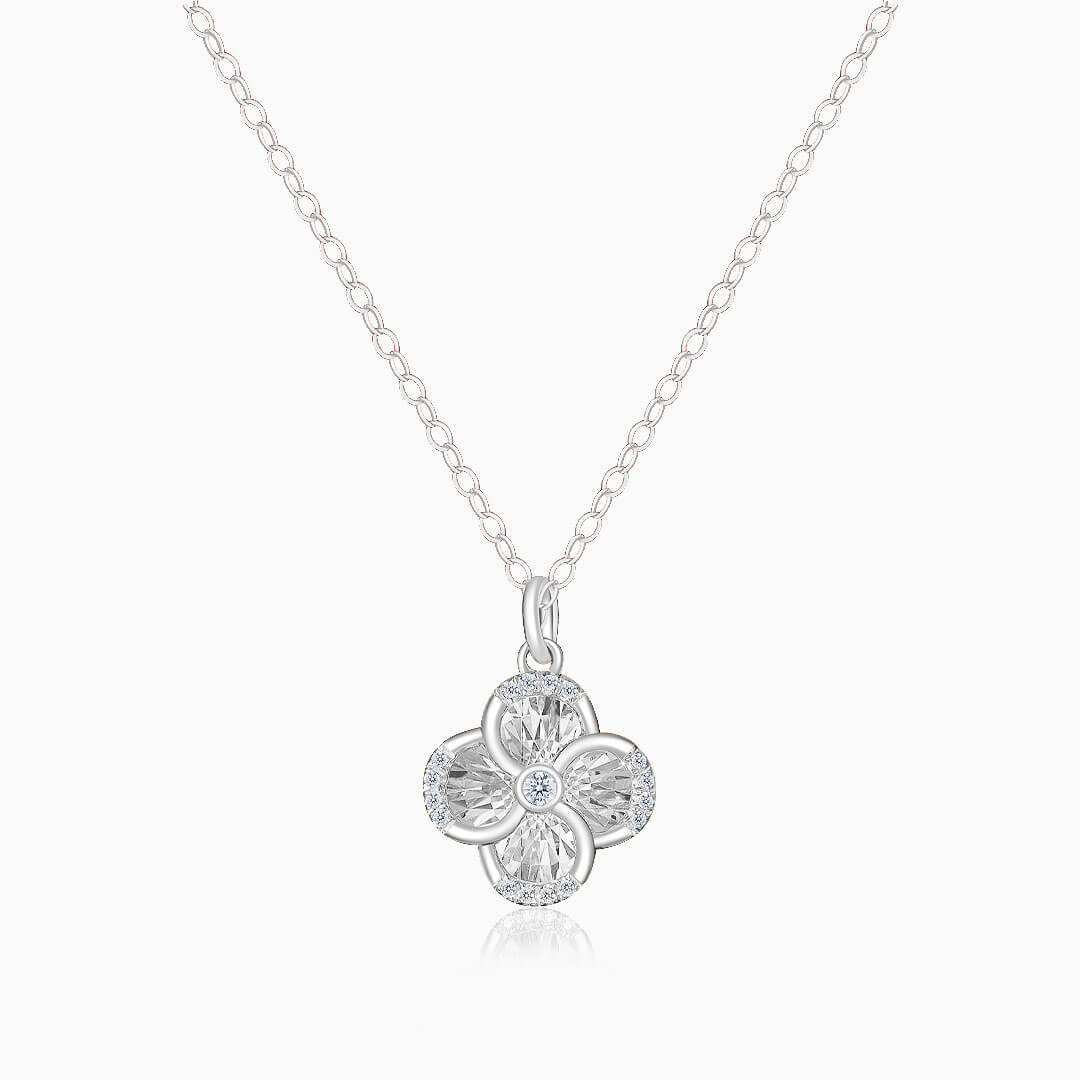 White Gold Moulinet Doré Sparkling Diamond Drop Necklace | Saratti