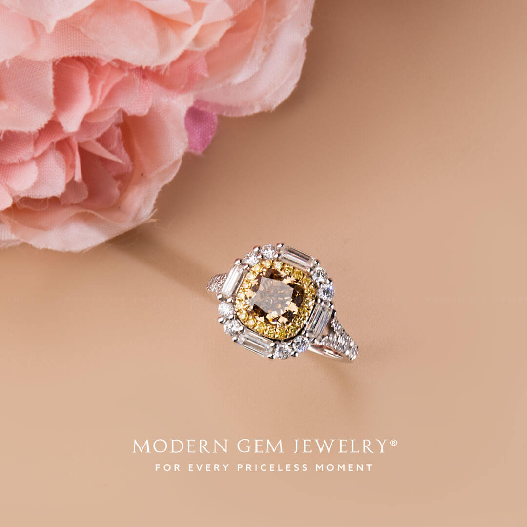 Sparkling Coffee Diamond Ring | Modern Gem Jewelry