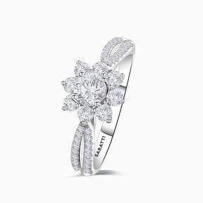 White Gold Split Shank Fortune Compass Natural Diamond Engagement Ring | Saratti Diamonds 