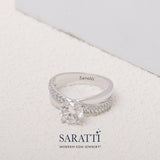 Wide Split Shank Ring with Round Diamond Engagement Ring | Saratti Engagement Rings 