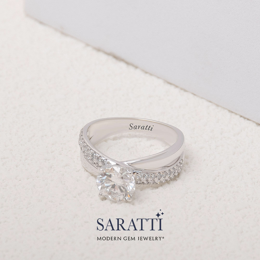 Wide Split Shank Ring with Round Diamond Engagement Ring | Saratti Engagement Rings 
