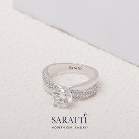 Wide Split Shank Ring with Round Diamond Engagement Ring | Saratti Engagement Rings 