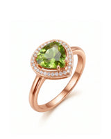 Spring Serenade pear green tourmaline ring with diamond halo in 18K Rose Gold | SARATTI
