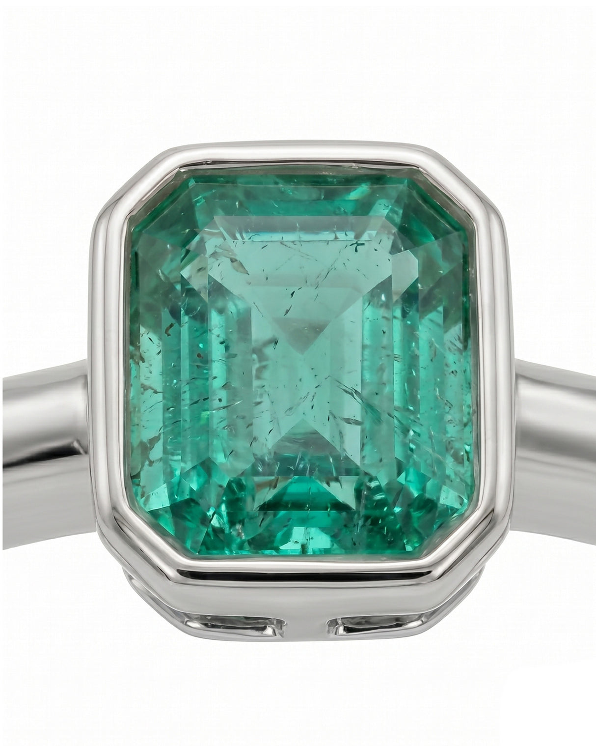 Square Keepsake Natural Emerald Ring Platinum 