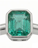 Square Keepsake Natural Emerald Ring Platinum 