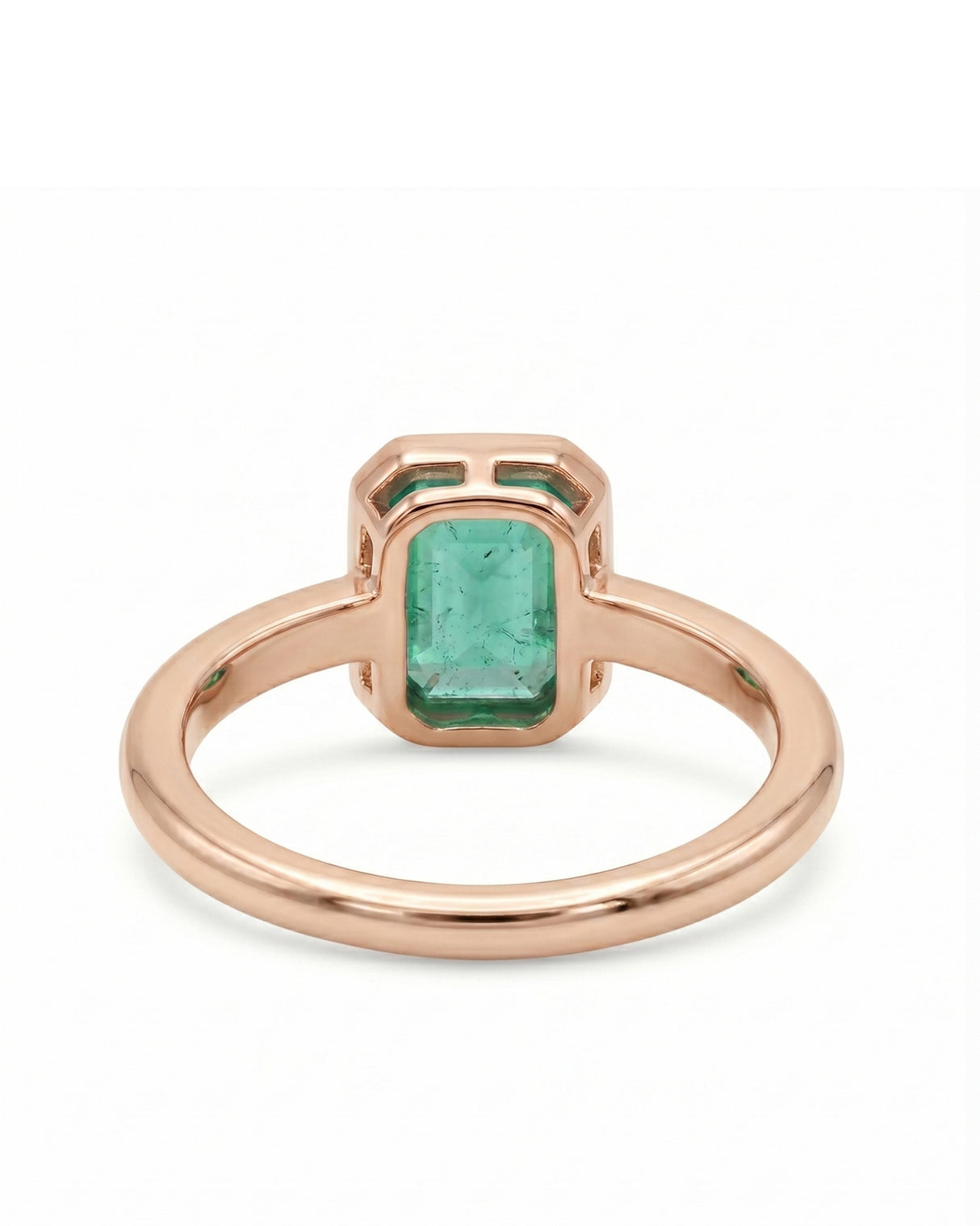 Square Keepsake Natural Emerald Ring Rose Gold