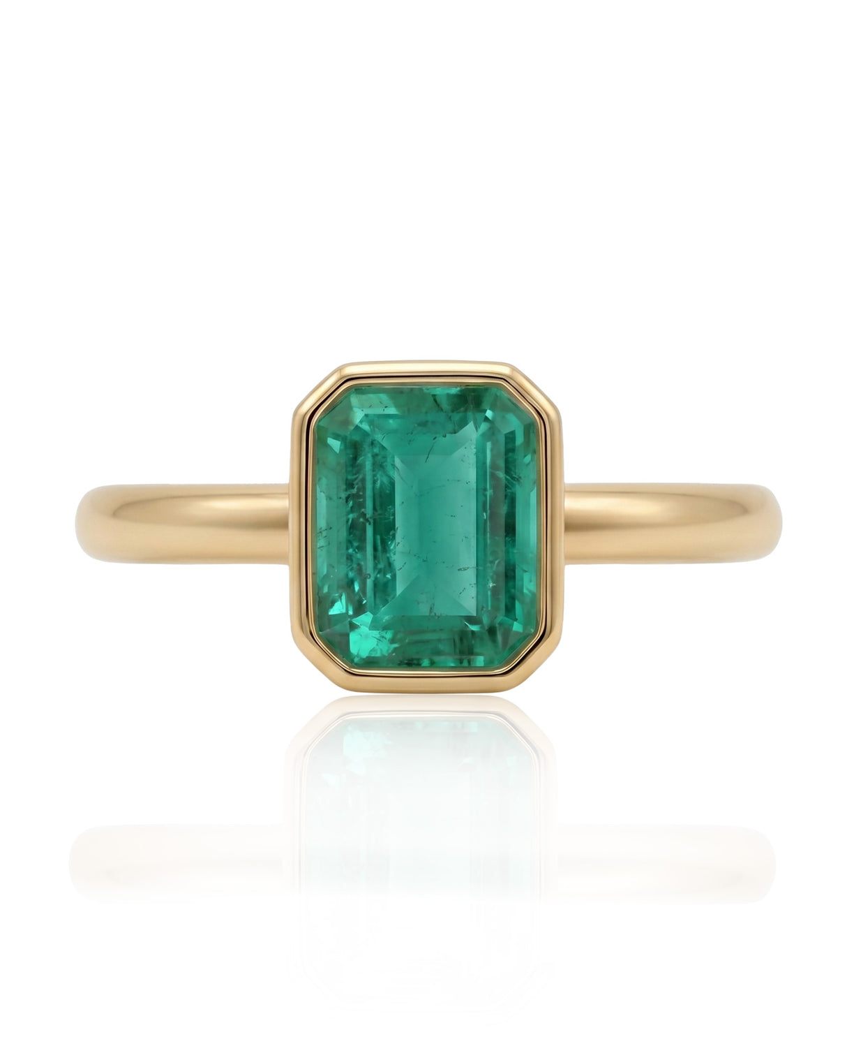 Square Keepsake Natural Emerald Ring Yellow gold