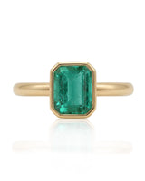 Square Keepsake Natural Emerald Ring Yellow gold