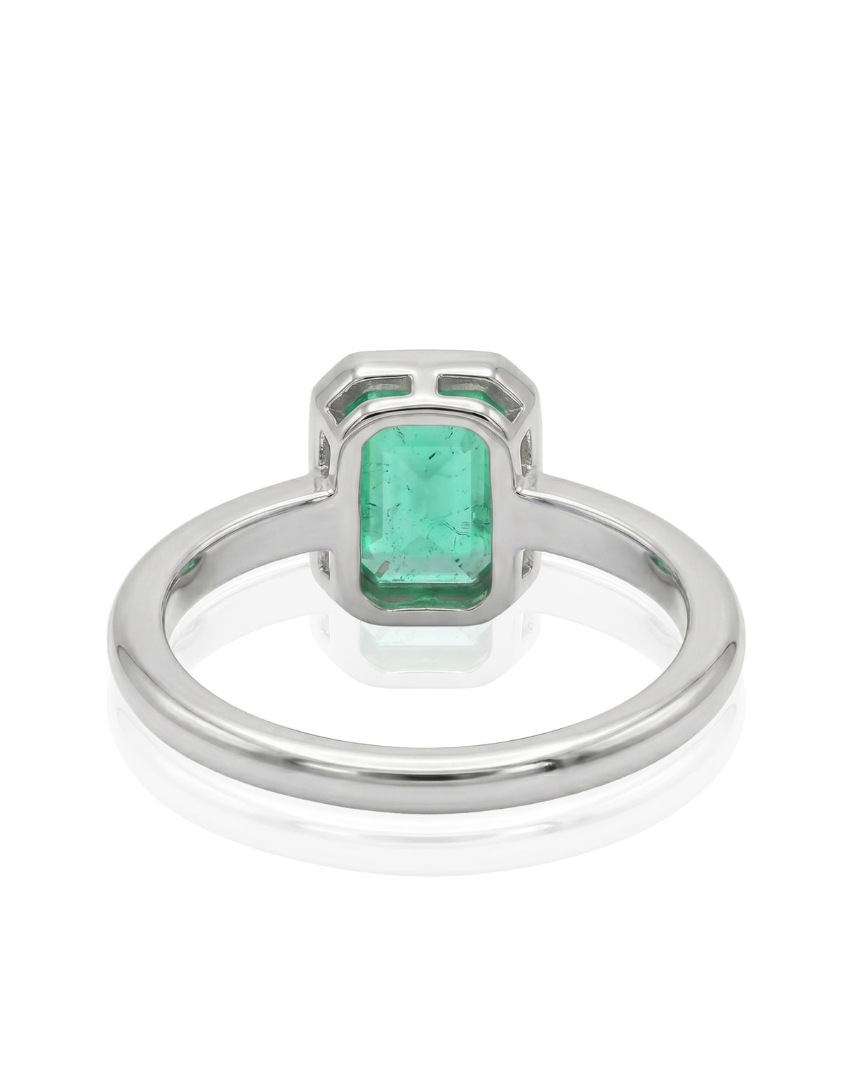 Square Keepsake Natural Emerald Ring white gold
