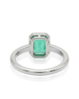 Square natural emerald solitaire ring in Platinum | SARATTI
