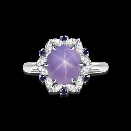 Star Sapphire Ring In White Gold | Saratti