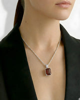 Statement crimson garnet pendant in Platinum PT-950 necklace for men and women | SARATTI