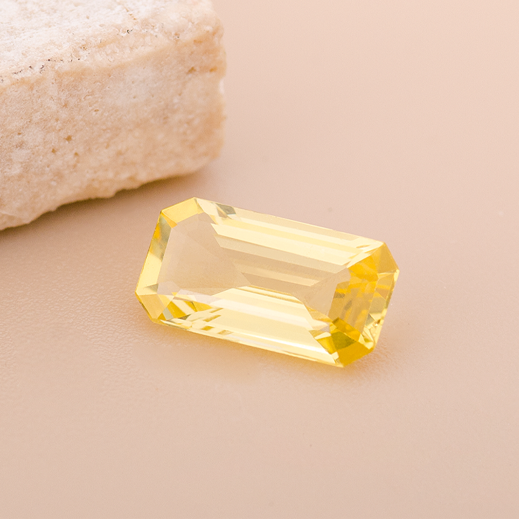 Step-Cut Emerald Shaped Natural Yellow Sapphire | Saratti