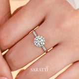 Round Diamond Halo Ring with Diamond Accents | Saratti