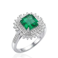 Sunburst Radiance Natural Emerald & Diamond Ring